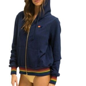 Aviator Nation Rainbow Rib Zip Hoodie